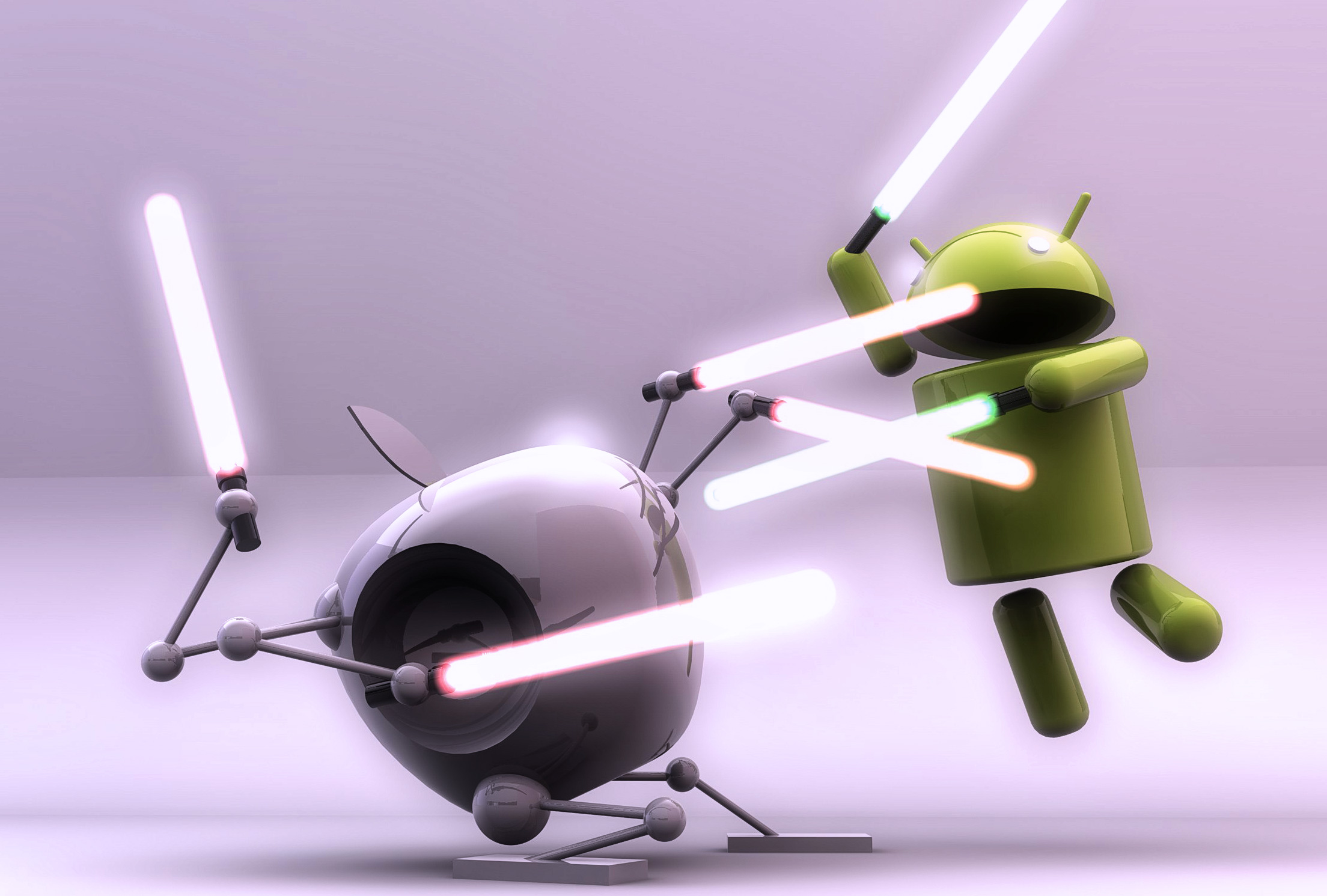 Duel au sabre laser entre l'iOS et Android
