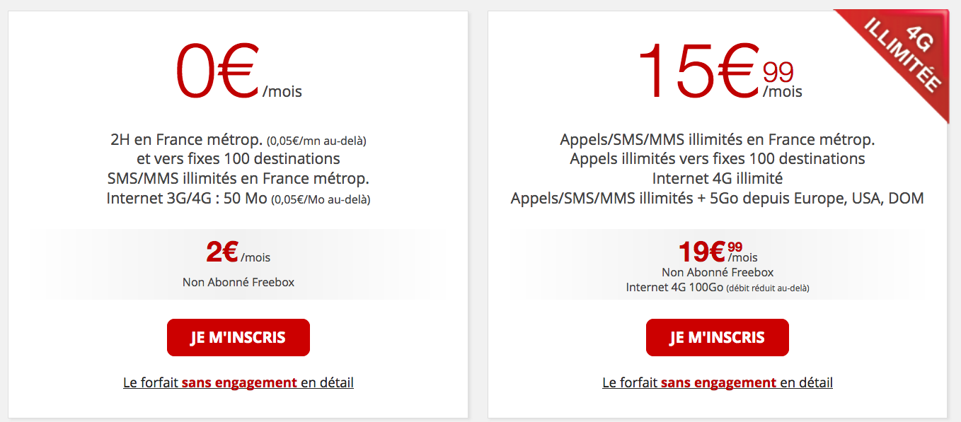 free mobile forfaits