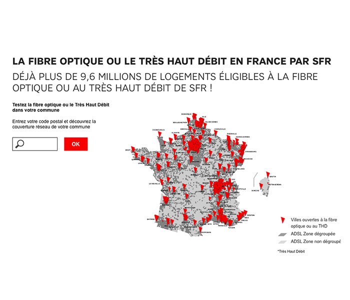 La fibre optique de SFR alimente surtout les grandes villes