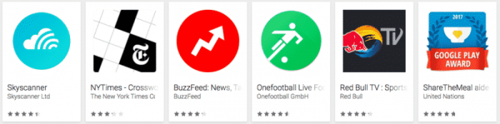 Seuls quelques applications sont disponibles en Instant Apps