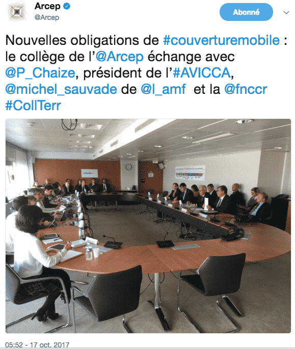 Le tweet de l'Arcep à propos de son nouvel outil J'alerte l'Arcep