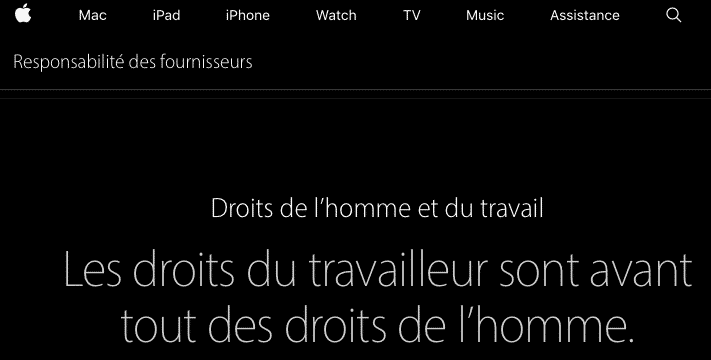 Droit du travail chez les sous-traitants d'Apple.